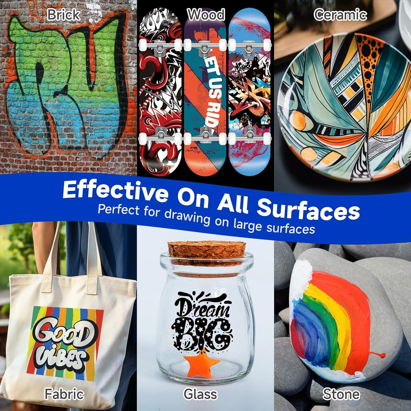 LEMEITU 12pcs Acrylic Paint Marker Set 15mm Broad Tip for Posters Signs Art