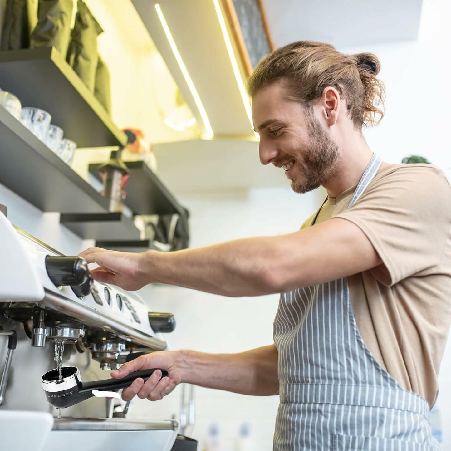 LANLYSEN 58mm Grouphead Brush Metal Black for E61 ECM Rocket Sanremo VBM