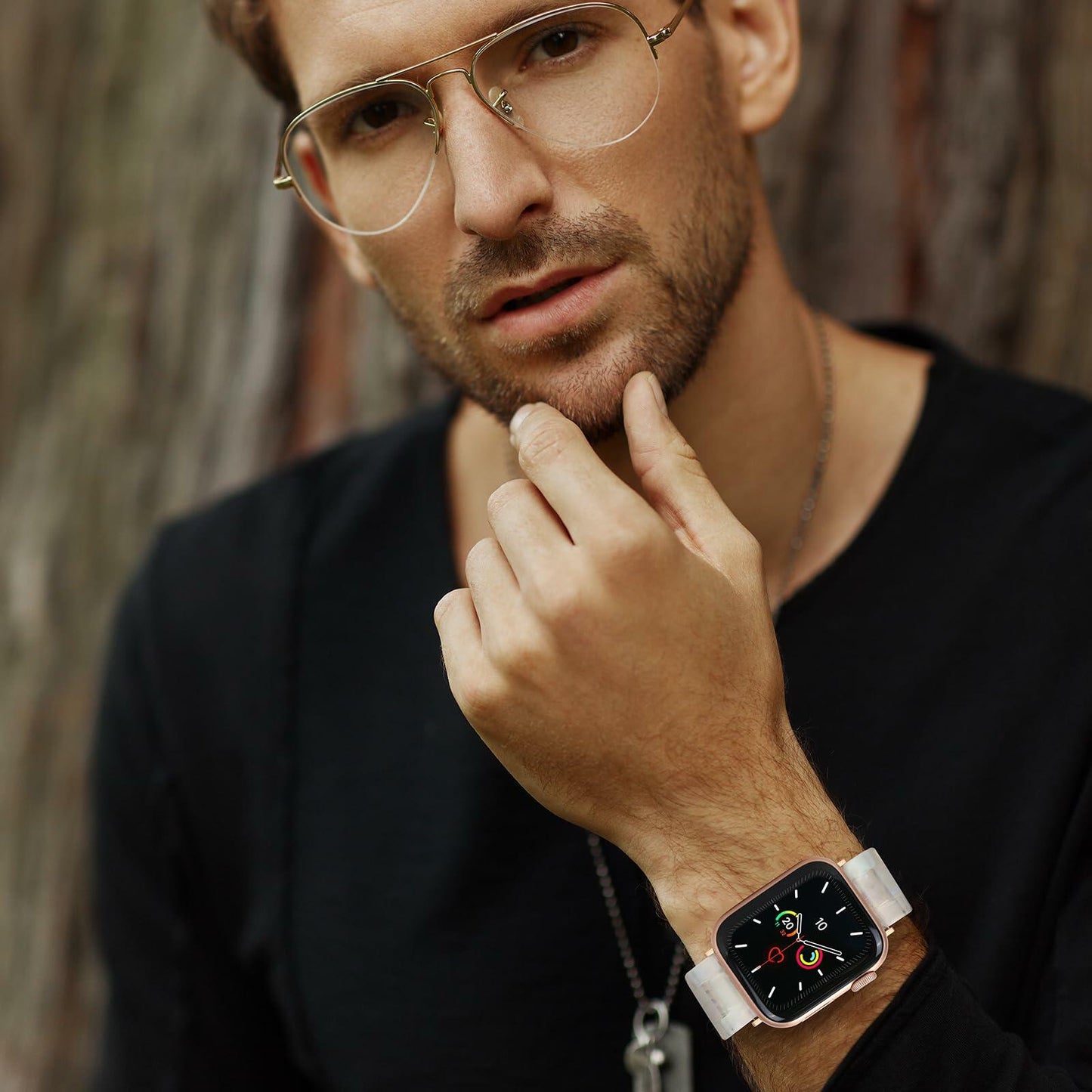 MAIRUI Resin Watch Band for Apple Watch Series 1-9 Ultra 42-49mm Colorful White