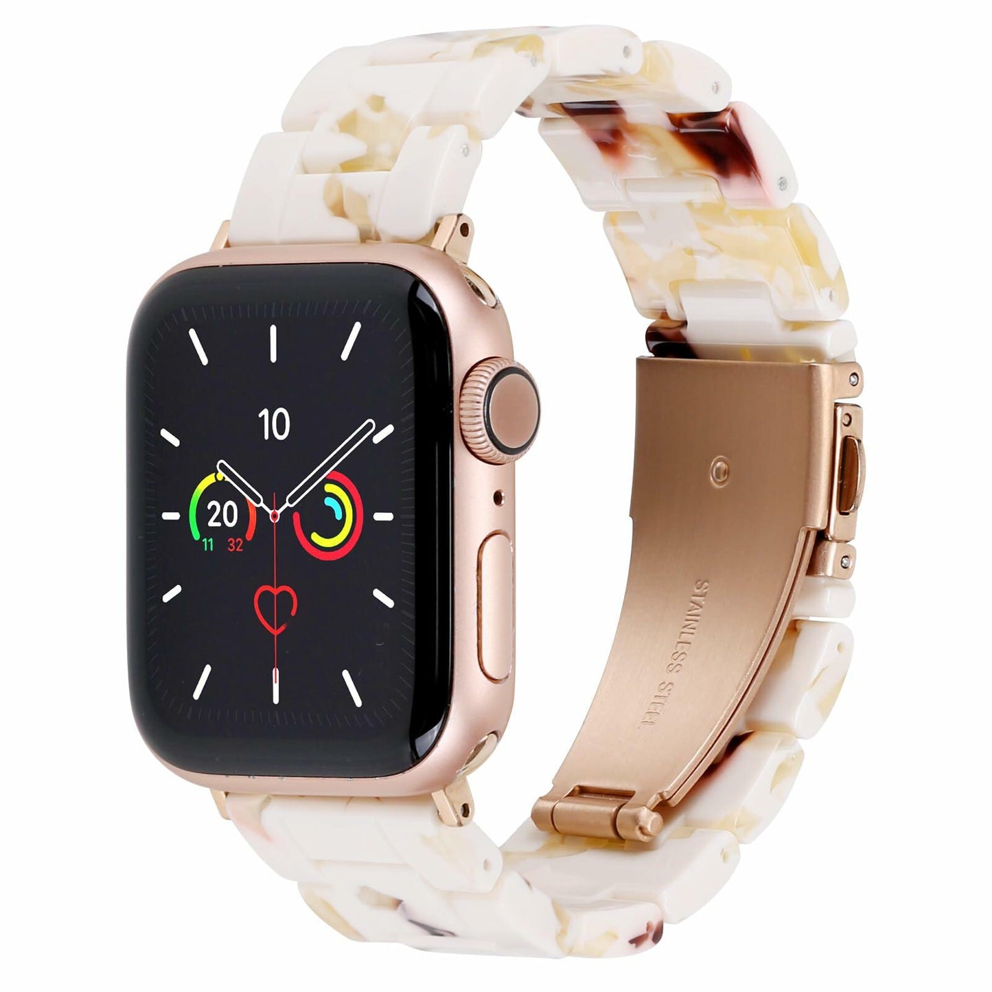 MAIRUI Resin Watch Band for Apple Watch 49/45/44/42mm Slim Strap Nougat White