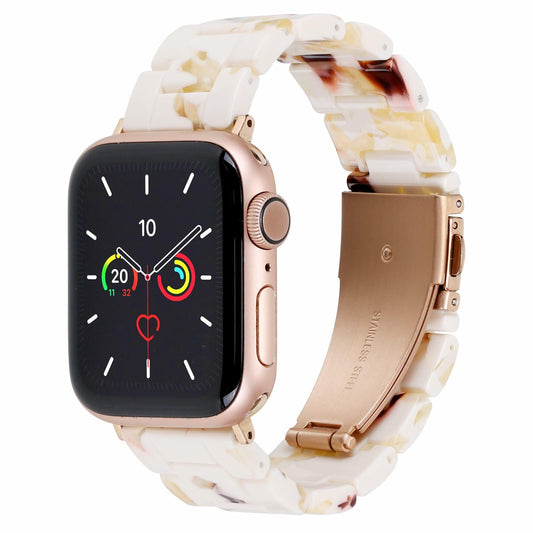 MAIRUI Resin Watch Band for Apple Watch 49/45/44/42mm Slim Strap Nougat White