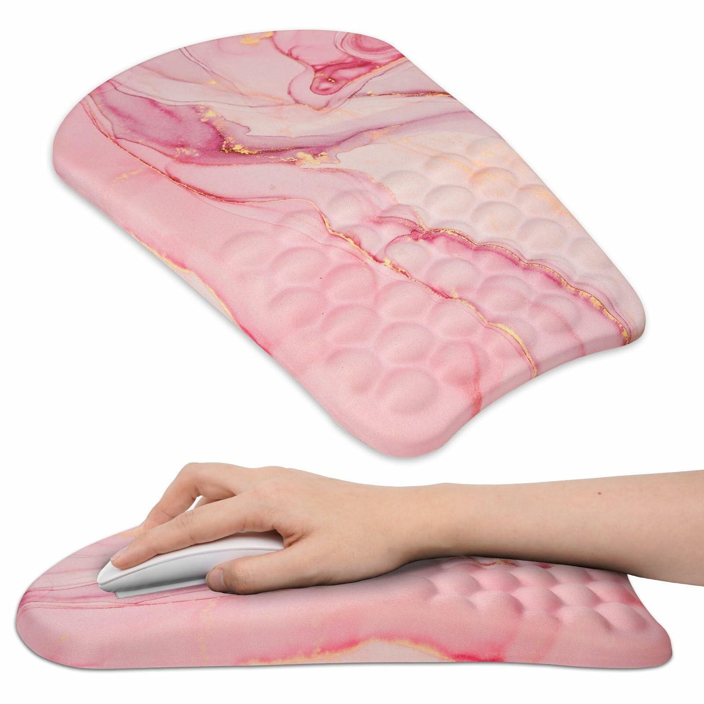 Knocent Ergonomic Wrist Mouse Pad Massage Memory Foam Non-Slip Pink Marble