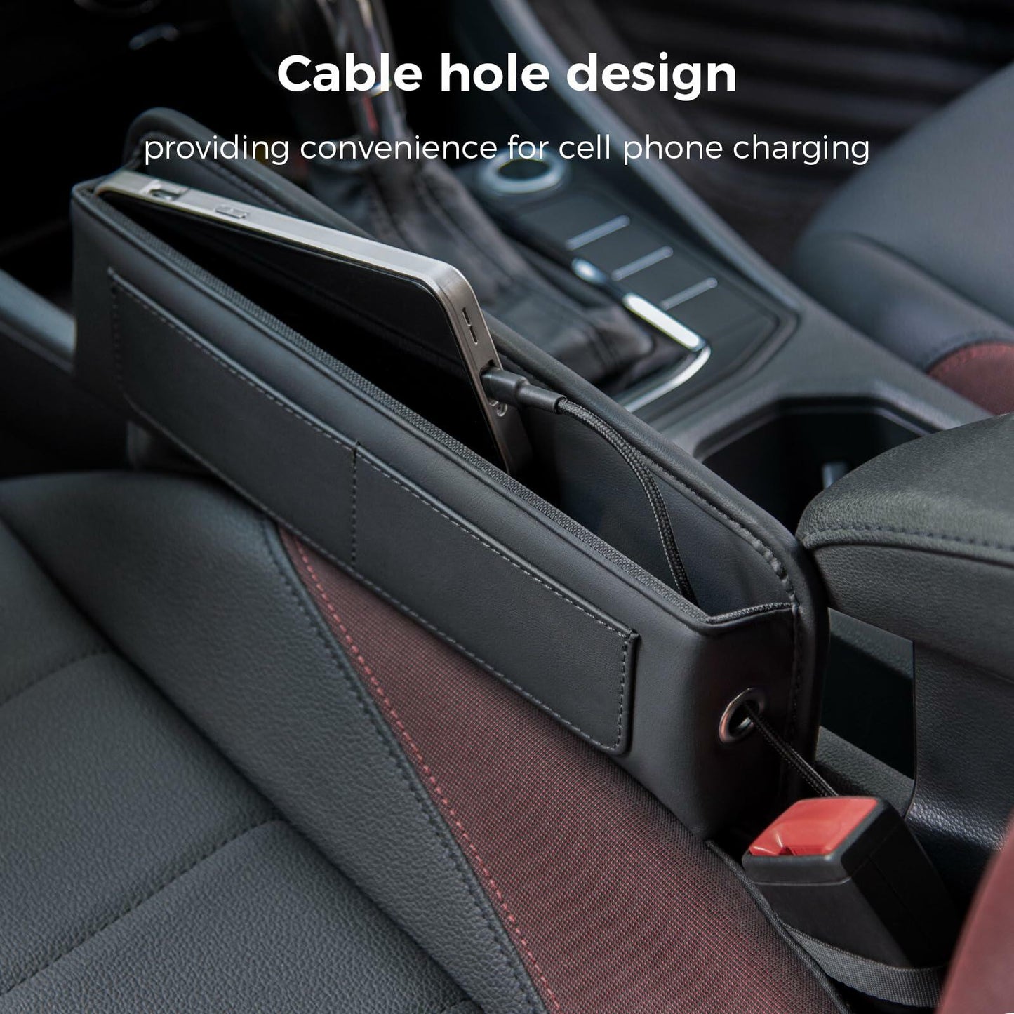 ALIOBC Car Seat Gap Filler Organizer Premium Leather Black 1 Pack