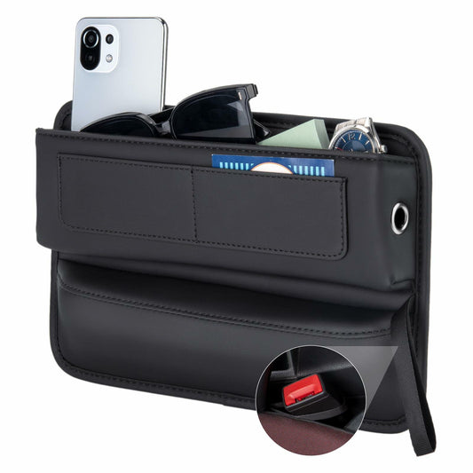 ALIOBC Car Seat Gap Filler Organizer Premium Leather Black 1 Pack