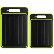 AOWBCGD Cutting Board Double Sided 2 Pcs Large+Small Black Stainless Steel