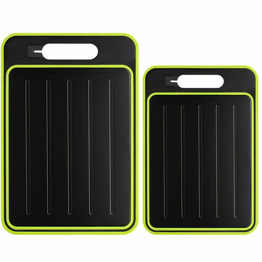 AOWBCGD Cutting Board Double Sided 2 Pcs Large+Small Black Stainless Steel