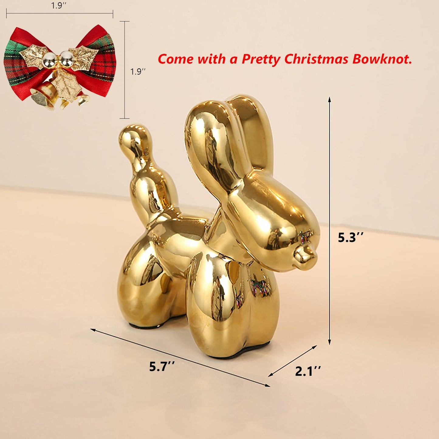 Steviieden Ceramic Balloon Dog Statue Gold Medium Decorative Home Decor