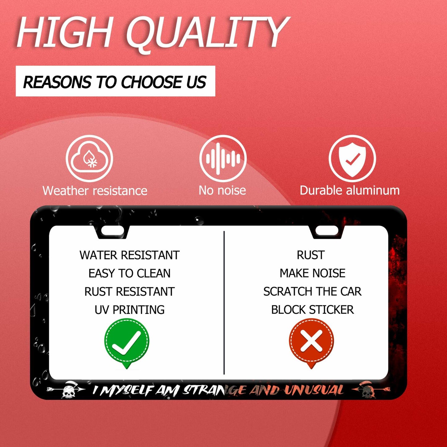 I Myself am Strange and Unusual Stainless Steel License Plate Frame 12.2x6