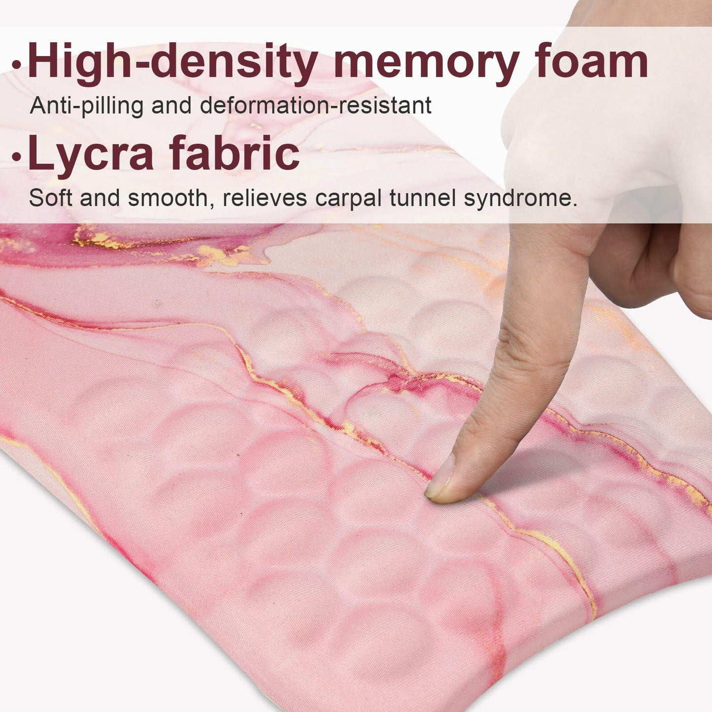 Knocent Ergonomic Wrist Mouse Pad Massage Memory Foam Non-Slip Pink Marble