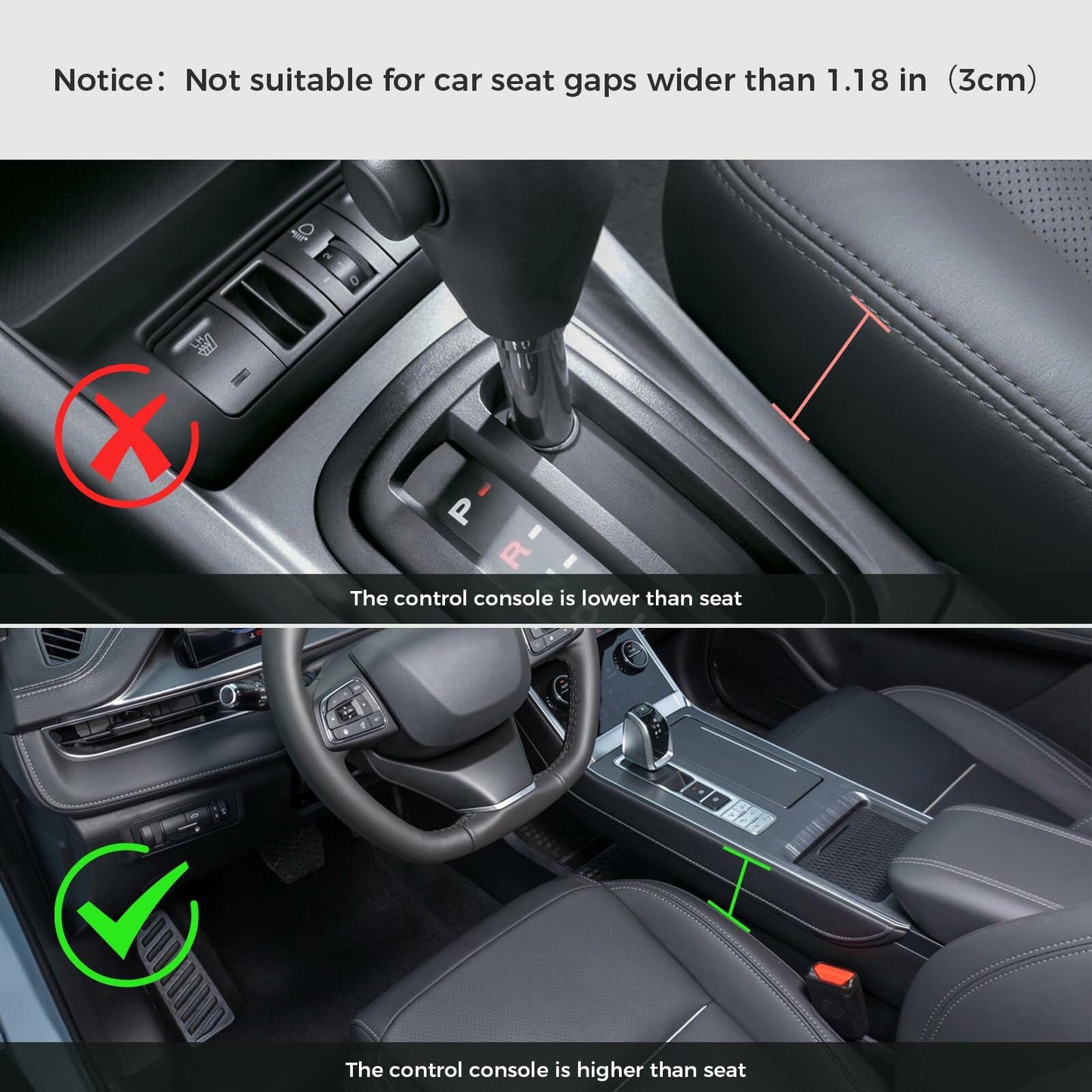 ALIOBC Car Seat Gap Filler Organizer Premium Leather Black 1 Pack