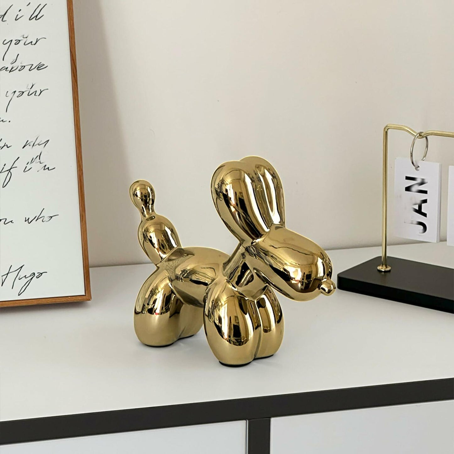 Steviieden Ceramic Balloon Dog Statue Gold Medium Decorative Home Decor