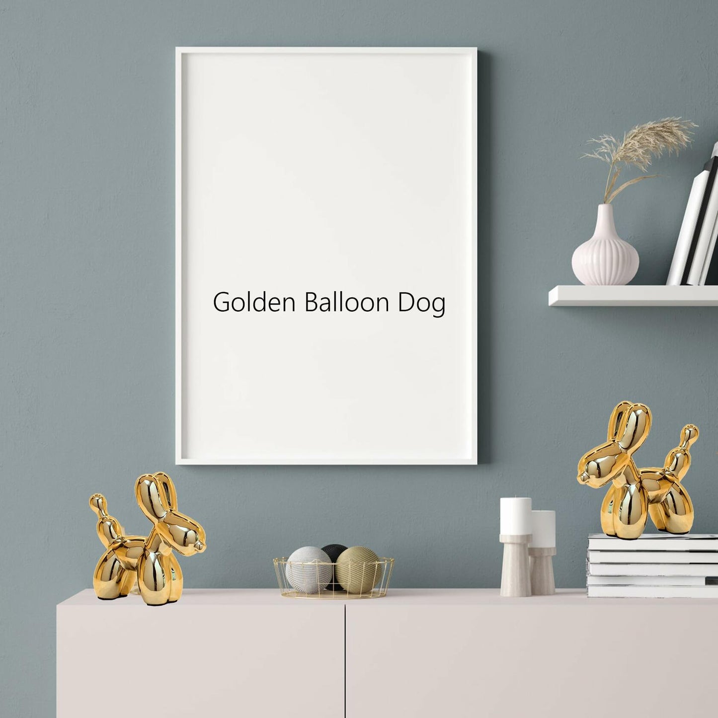 Steviieden Ceramic Balloon Dog Statue Gold Medium Decorative Home Decor