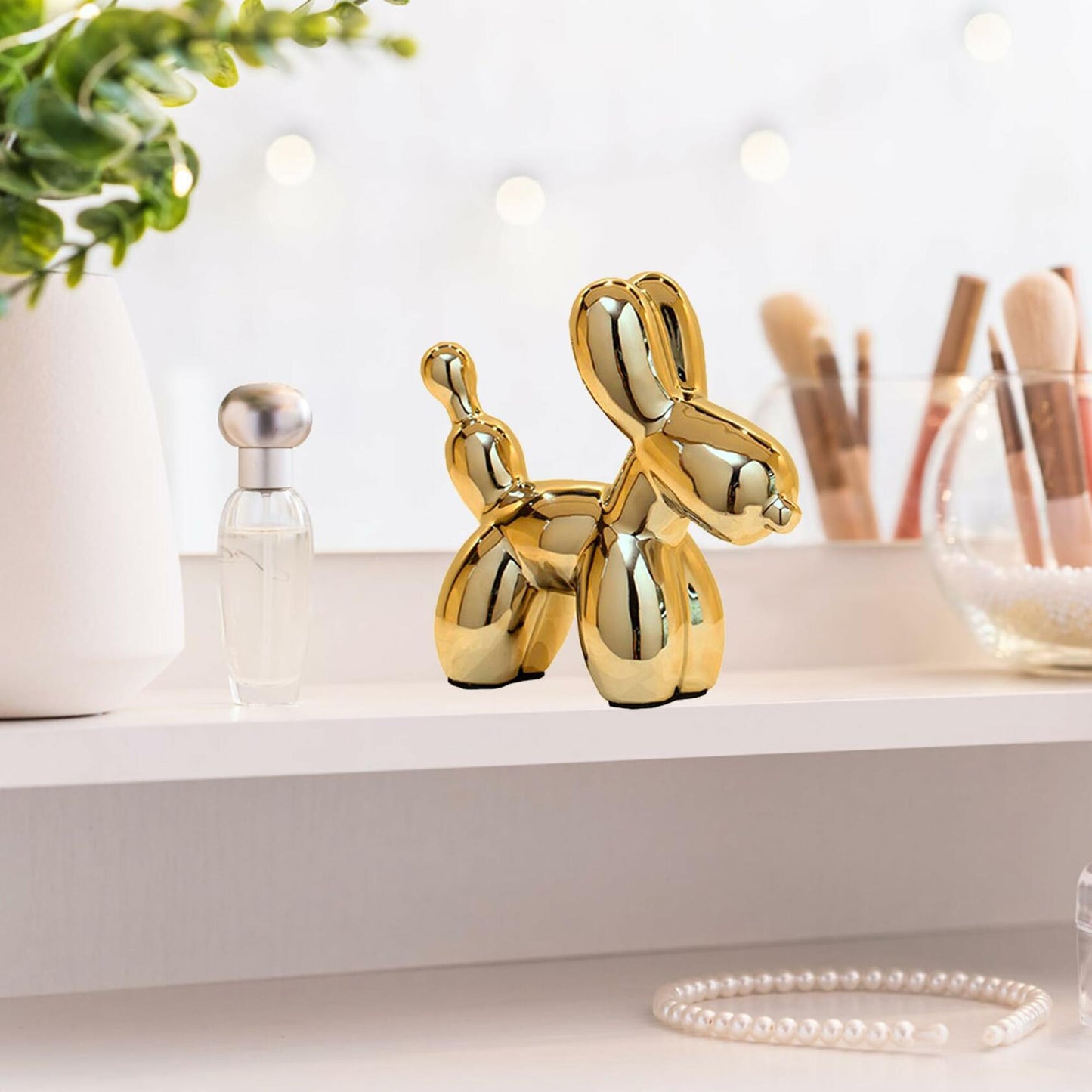 Steviieden Ceramic Balloon Dog Statue Gold Medium Decorative Home Decor