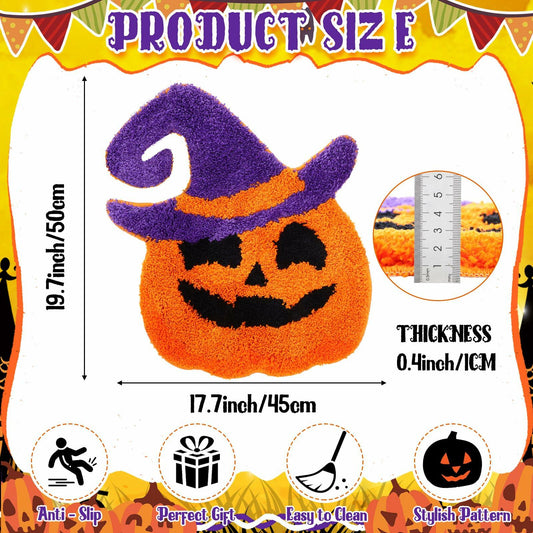 WILLBOND Halloween Bathroom Rugs 2 Pcs Spooky Pumpkin Non Slip 19.7x17.7 Inch