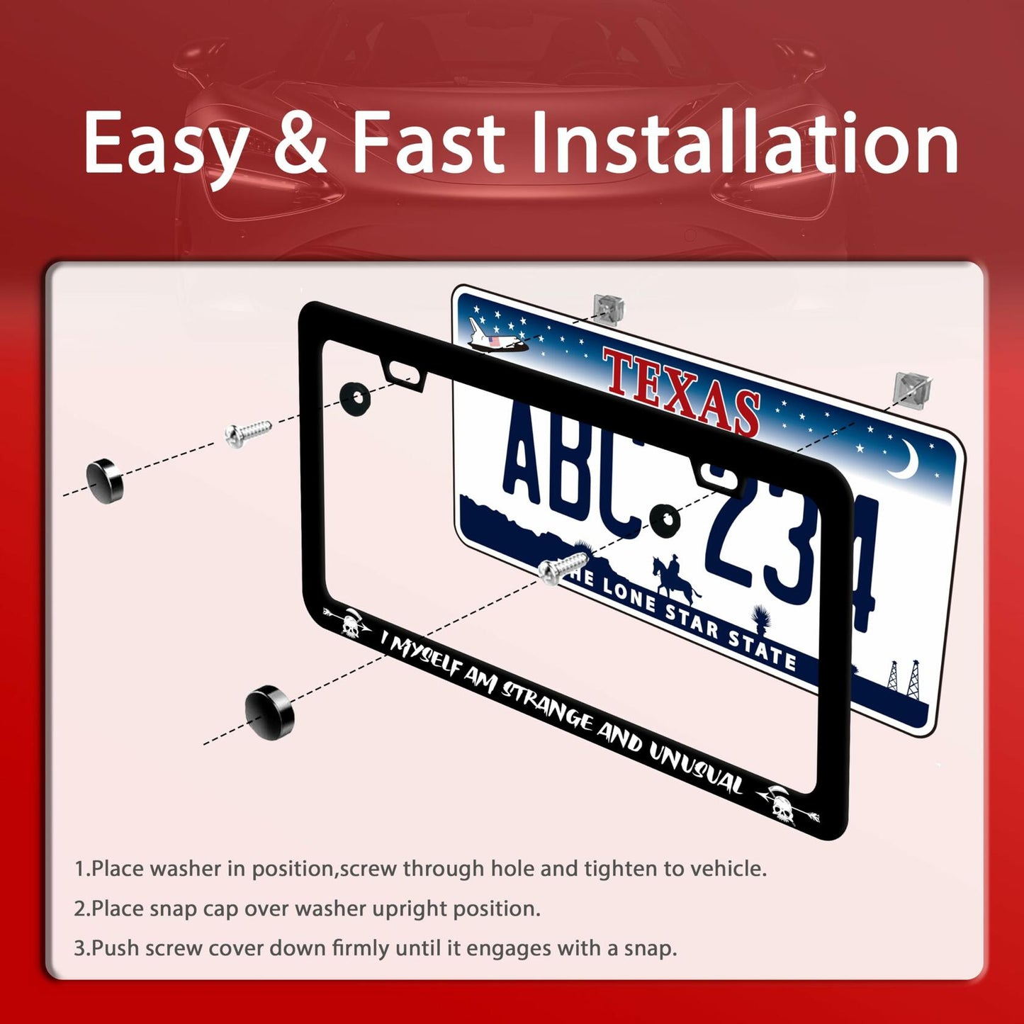 I Myself am Strange and Unusual Stainless Steel License Plate Frame 12.2x6