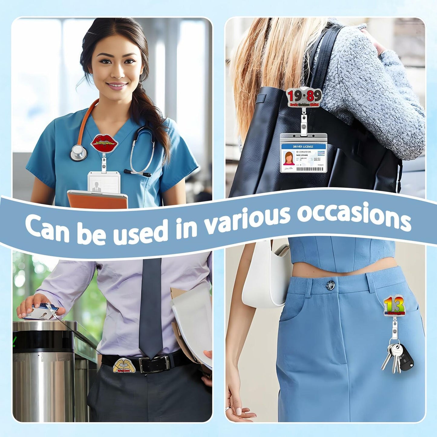 SWOSWHEN Taylor Inspiration Badge Roll Retractable ID Clip Red Hands Heart