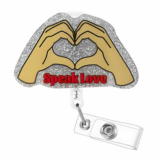 SWOSWHEN Taylor Inspiration Badge Roll Retractable ID Clip Red Hands Heart