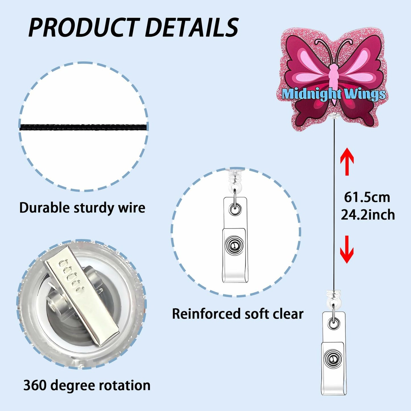 SWOSWHEN Taylor Inspiration Badge Roll Retractable ID Clip Red Hands Heart