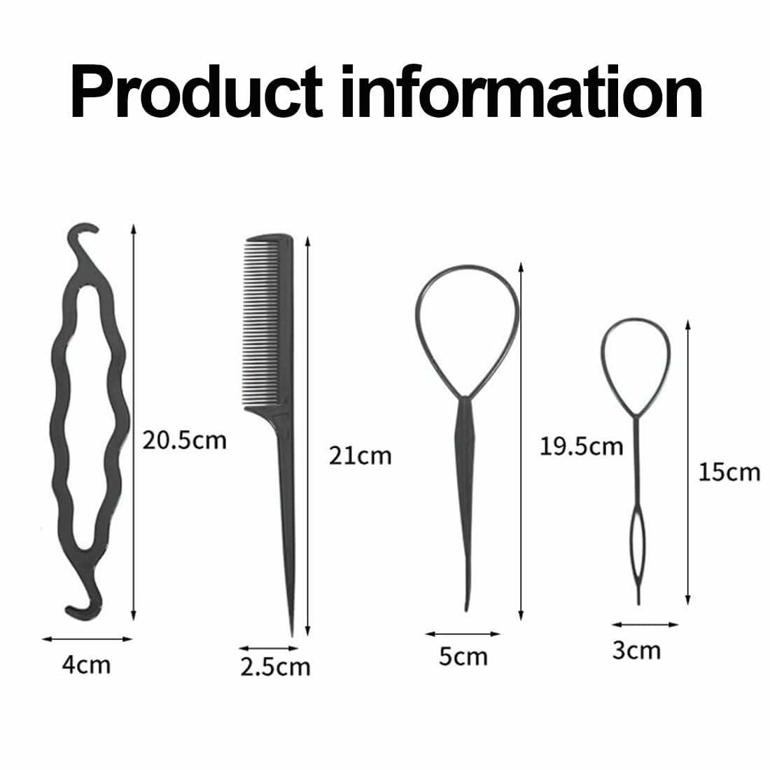 ZZJB Women's Hair Styling Set 7-Piece Black Resin French Braid Tools