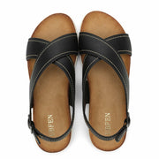 UBFEN Womens Flat Sandals Arch Support Slingback Black Size 9