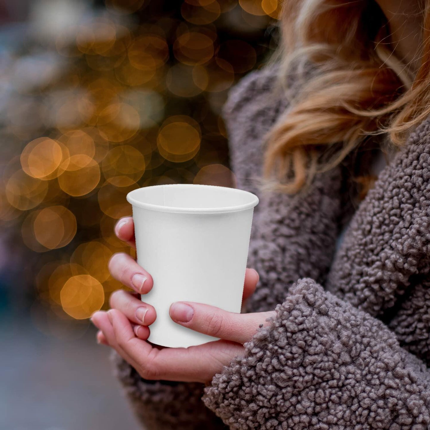 Smygoods Disposable Paper Coffee Cups White 10 OZ 100 Count Hot Beverage