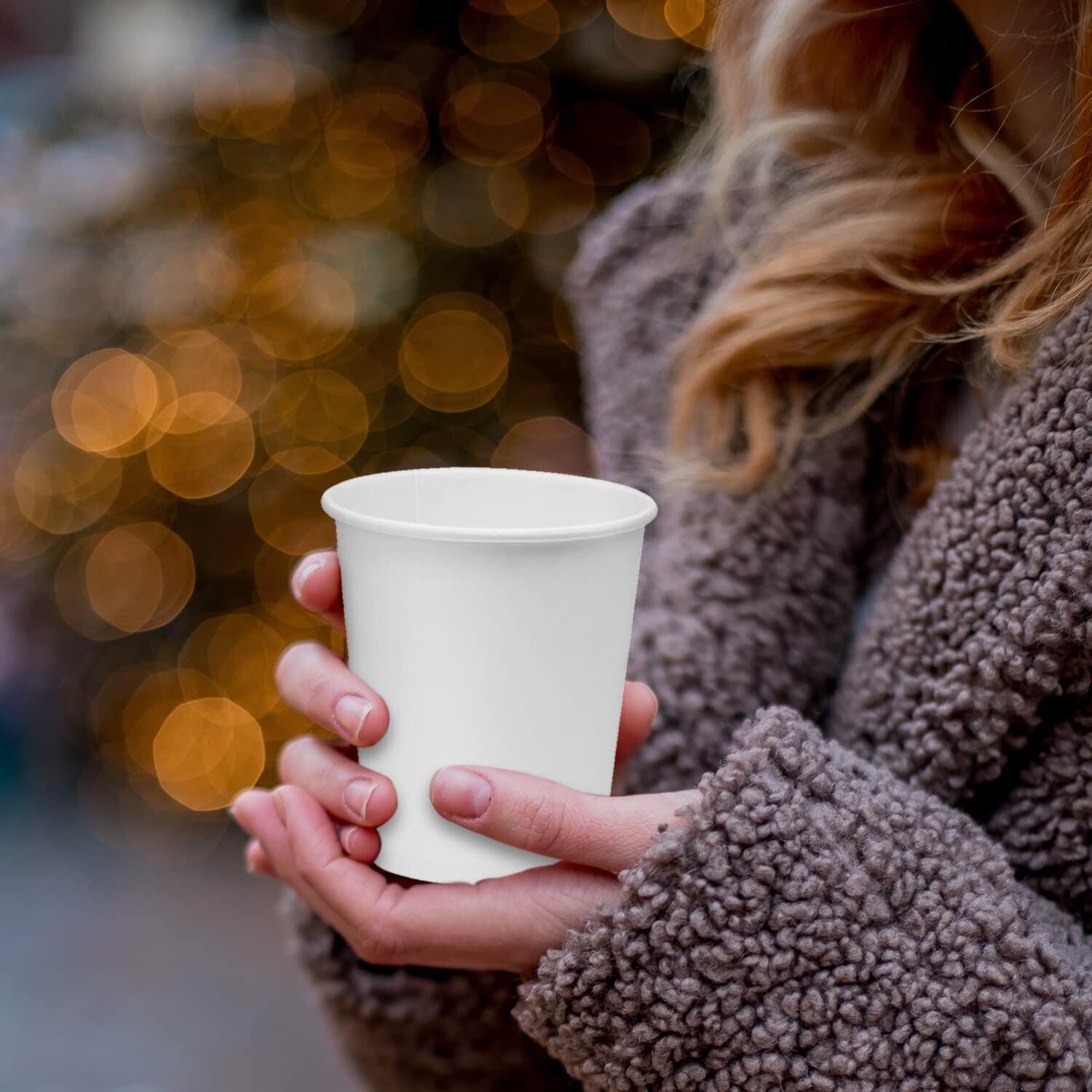 Smygoods Disposable Paper Coffee Cups White 10 OZ 100 Count Hot Beverage