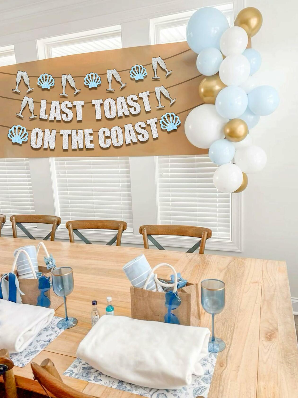 JeVenis Last Toast On The Coast Blue Beach Bachelorette Party Banner