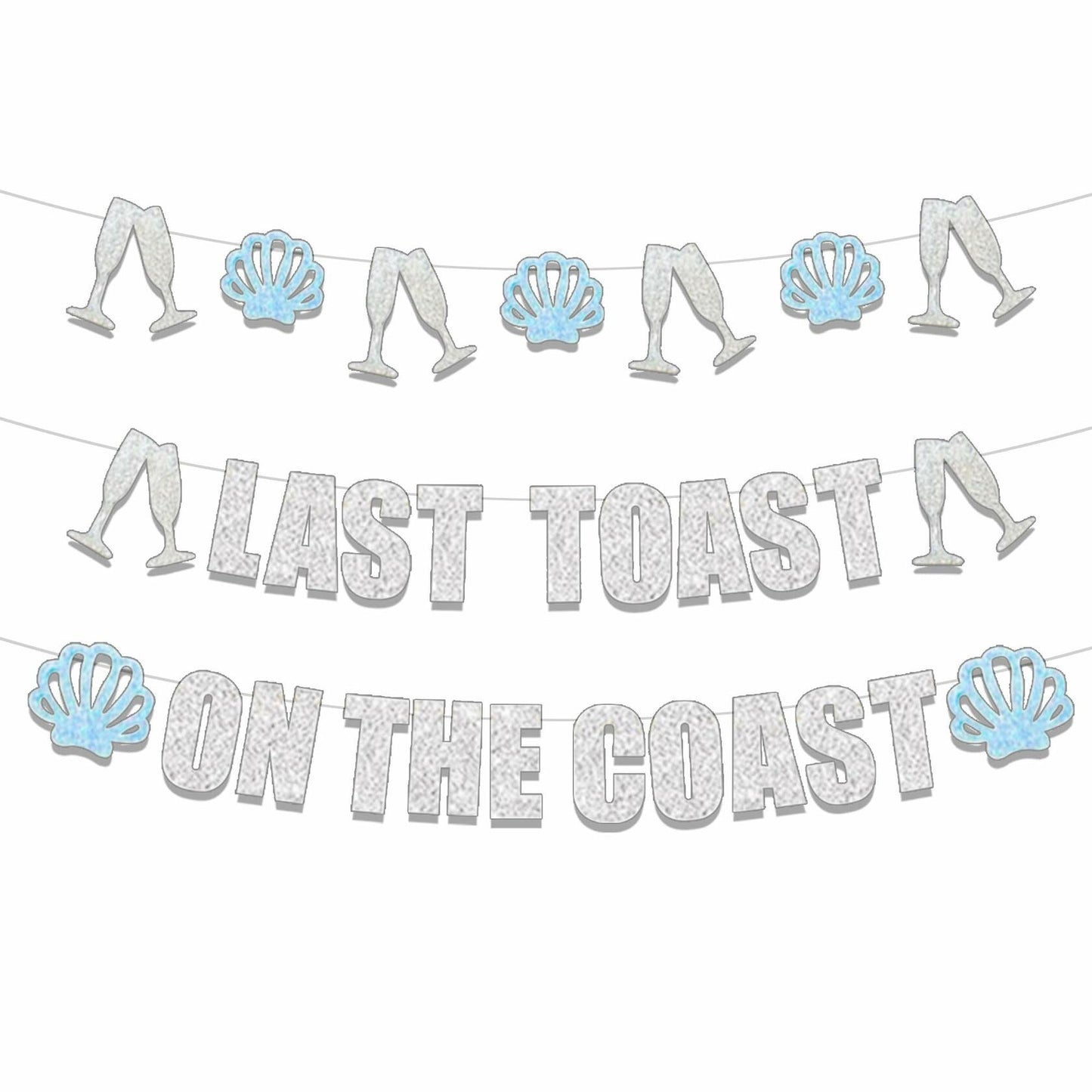 JeVenis Last Toast On The Coast Blue Beach Bachelorette Party Banner