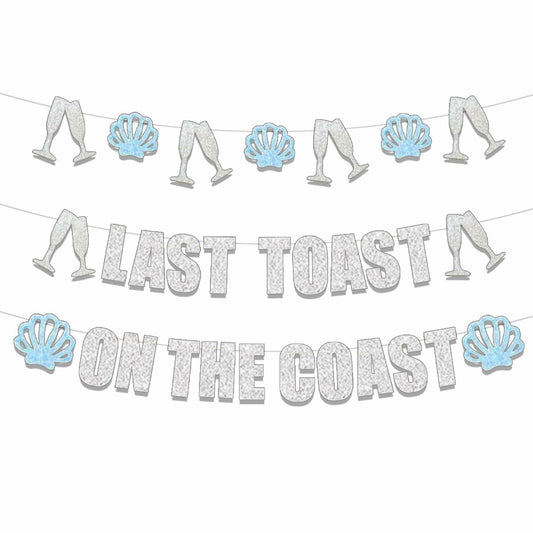 JeVenis Last Toast On The Coast Blue Beach Bachelorette Party Banner