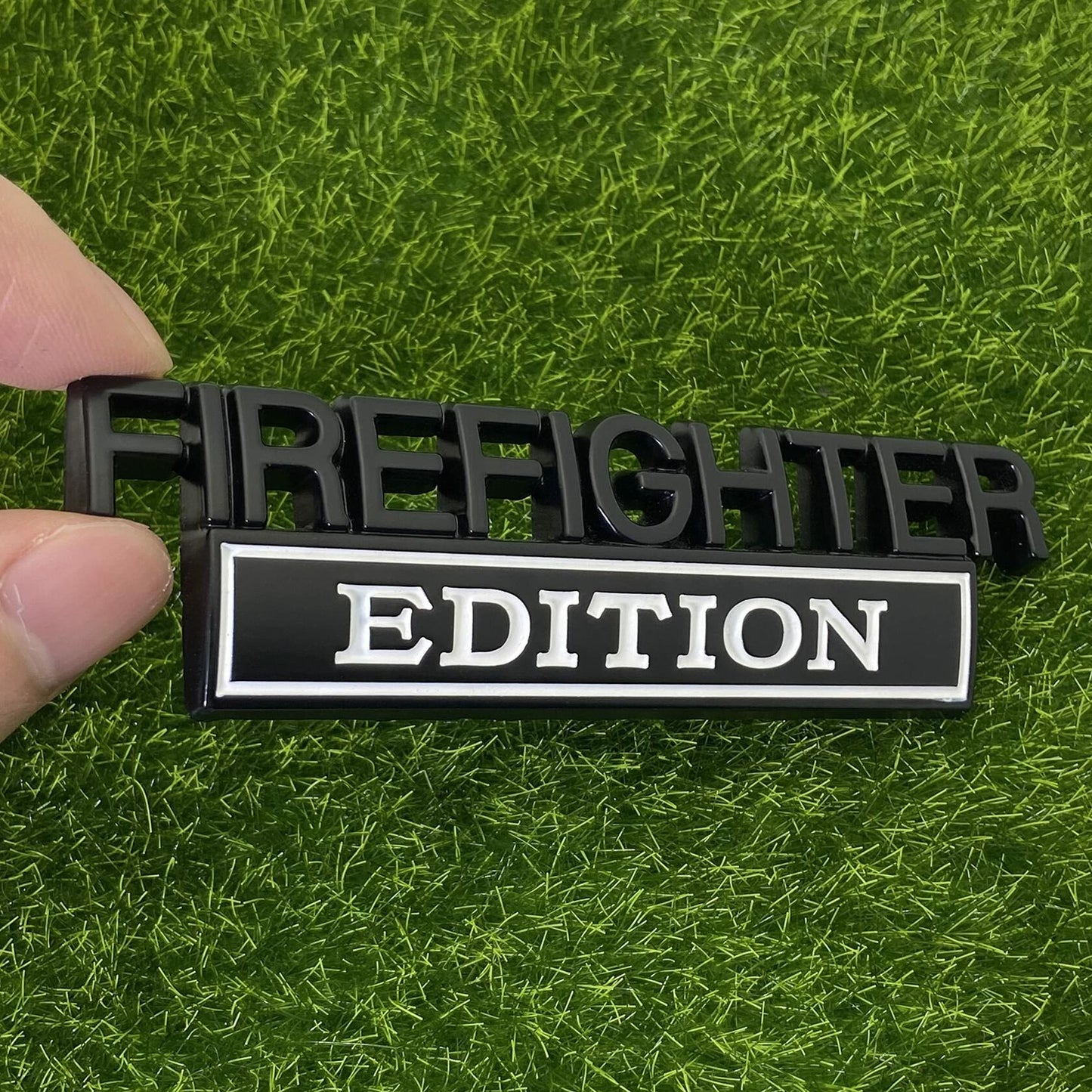 XANAPON Firefighter 3D Metal Fender Badge Car Emblem Chrome Black/White 2PCS