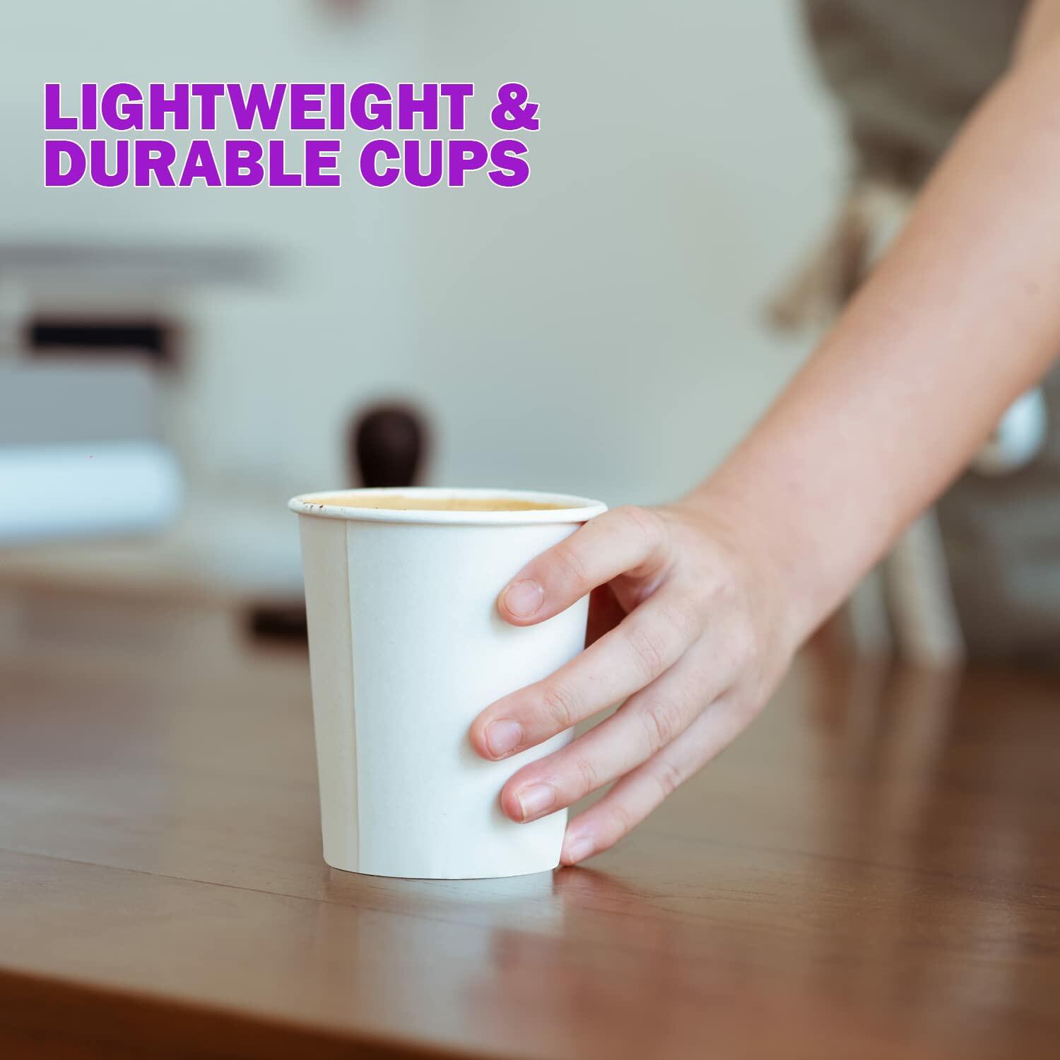 Smygoods Disposable Paper Coffee Cups White 10 OZ 100 Count Hot Beverage