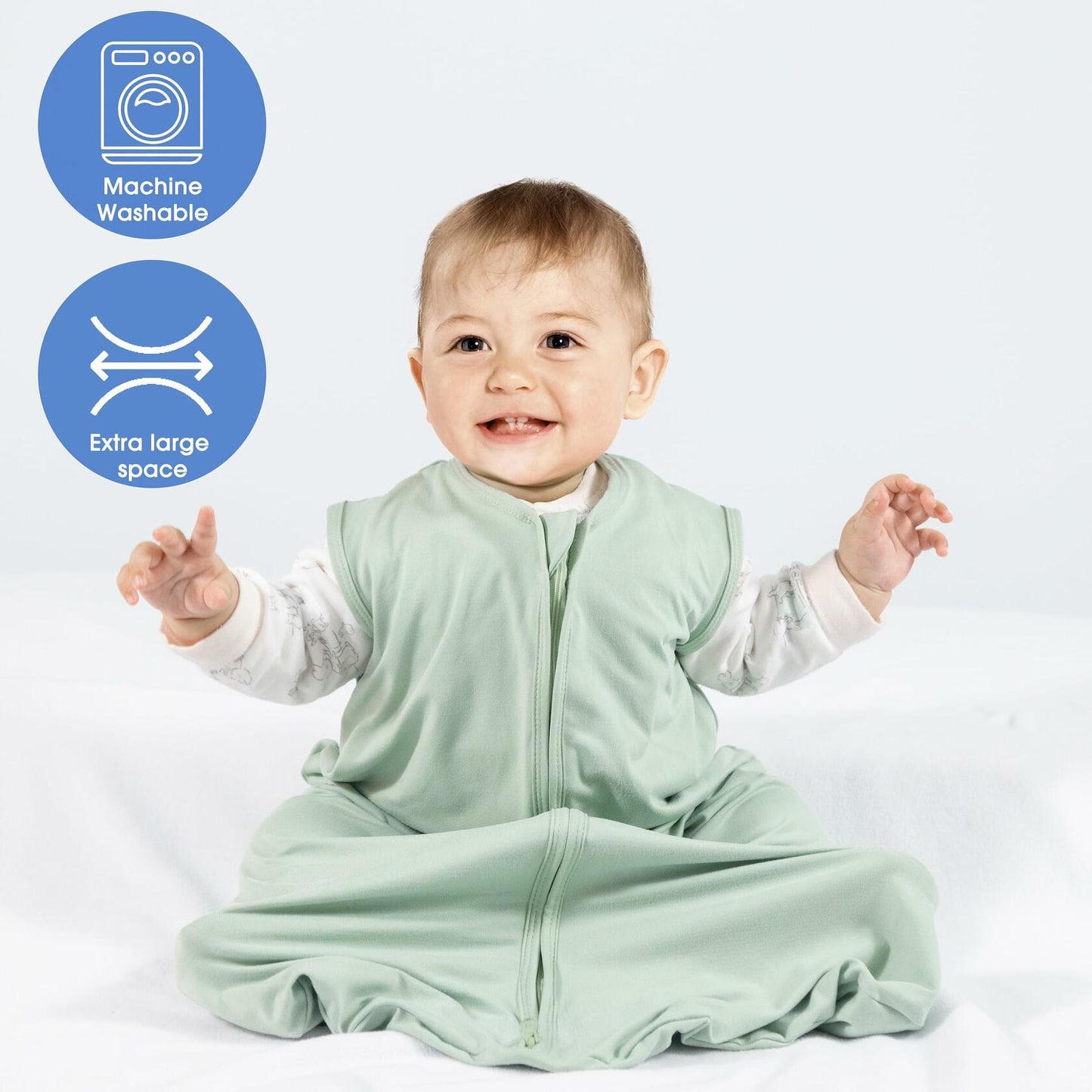 GUNTAIL Baby Sleep Sack 100% Rayon Cotton 2-Way Zipper Soft Lightweight Green L