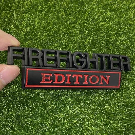 XANAPON Firefighter 3D Metal Fender Badge Car Emblem Chrome Black/Red 2PCS