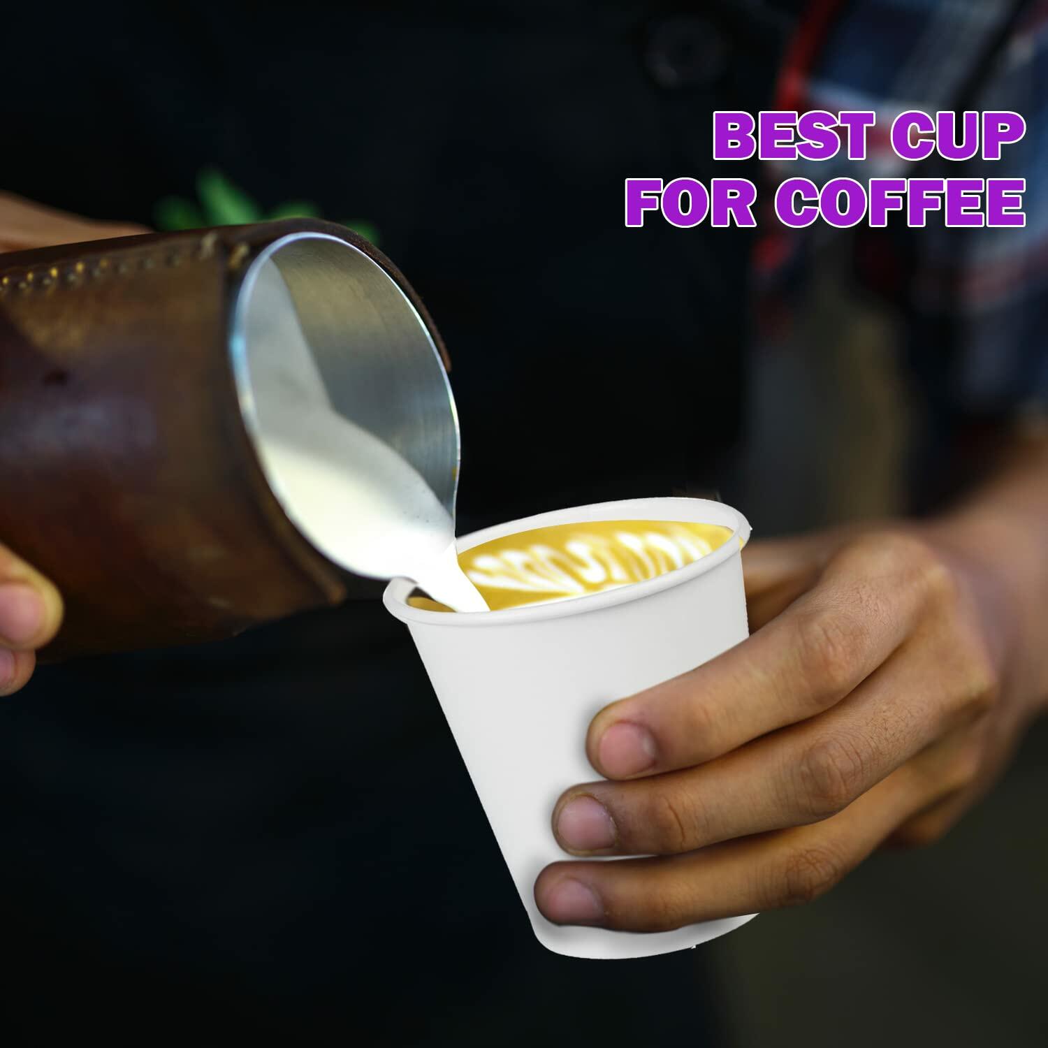 Smygoods Disposable Paper Coffee Cups White 10 OZ 100 Count Hot Beverage