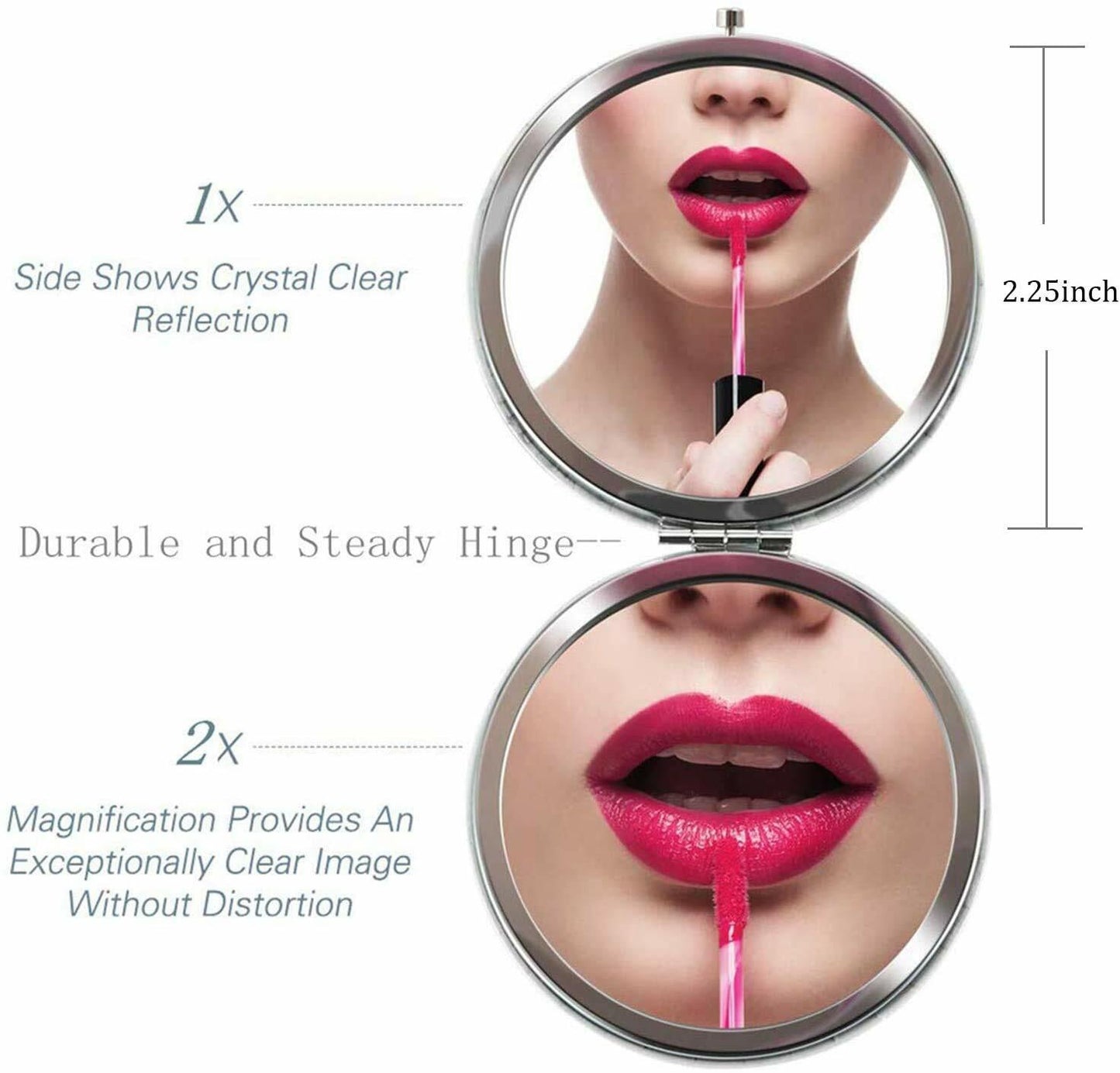 COFOZA 40th Birthday Stainless Steel Compact Travel Makeup Mirror Silver