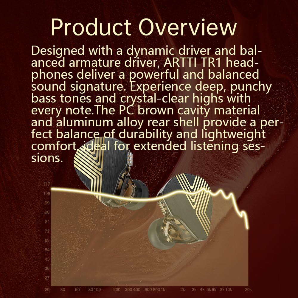 ARTTI TR1 Wired IEM Earbuds 1DD+1BA Beryllium In-Ear Monitor 2Pin 0.78mm 3.5mm