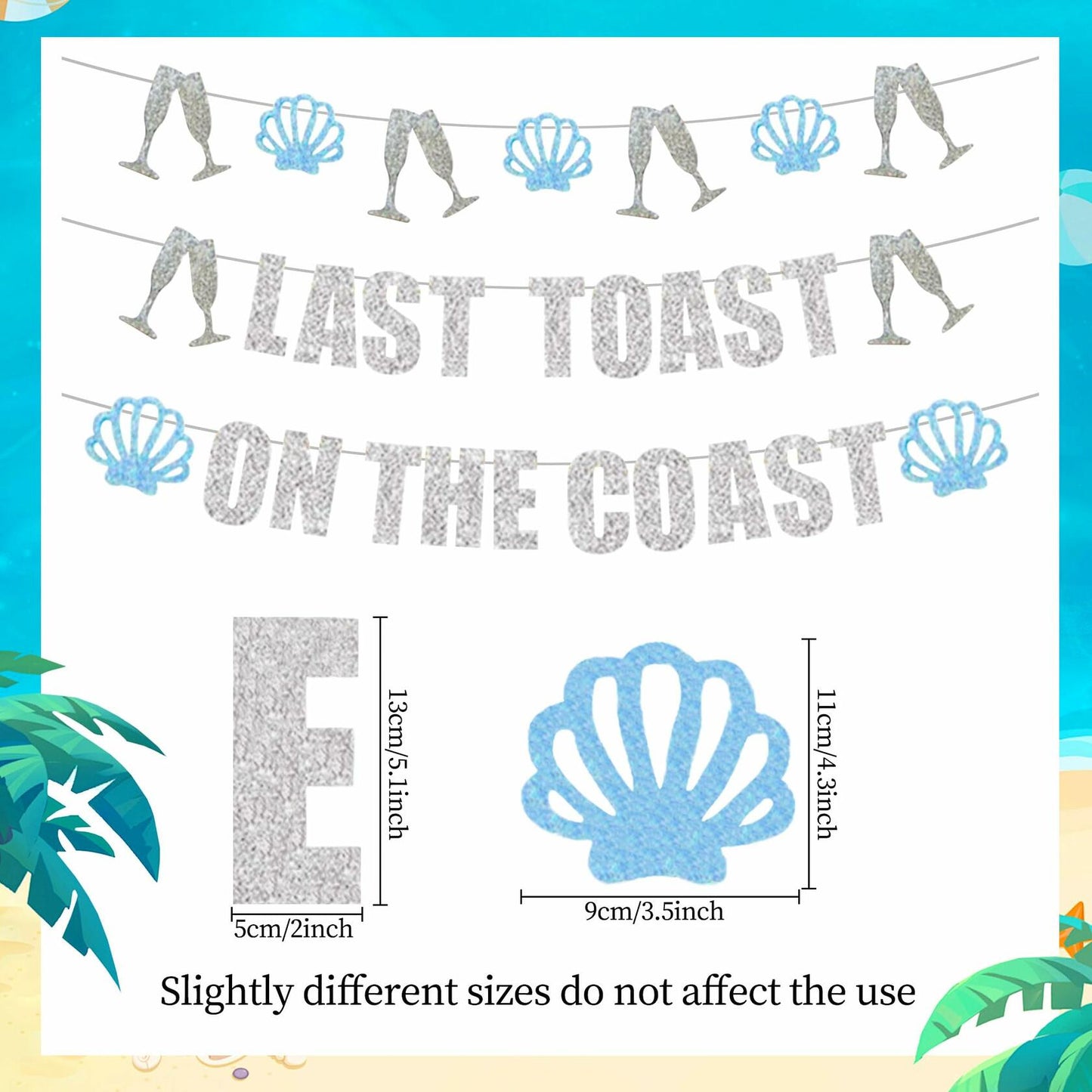 JeVenis Last Toast On The Coast Blue Beach Bachelorette Party Banner