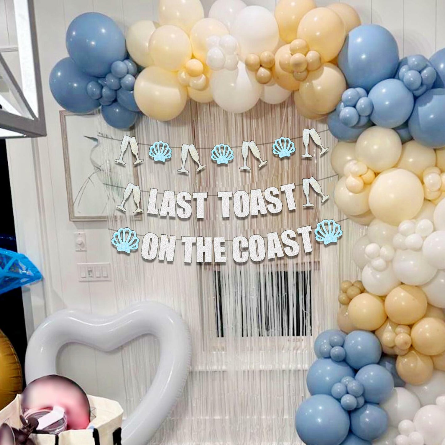 JeVenis Last Toast On The Coast Blue Beach Bachelorette Party Banner