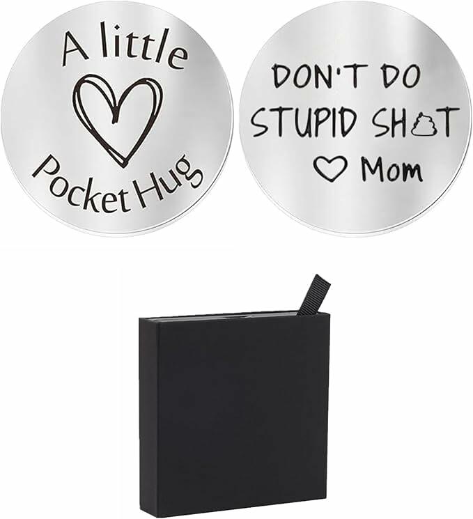 HHXFLY Pocket Hug Leather Keychain Inspirational Gift Box Small