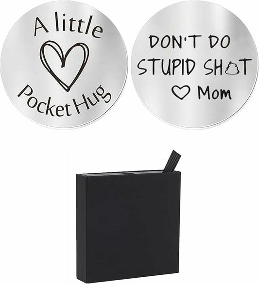 HHXFLY Pocket Hug Leather Keychain Inspirational Gift Box Small