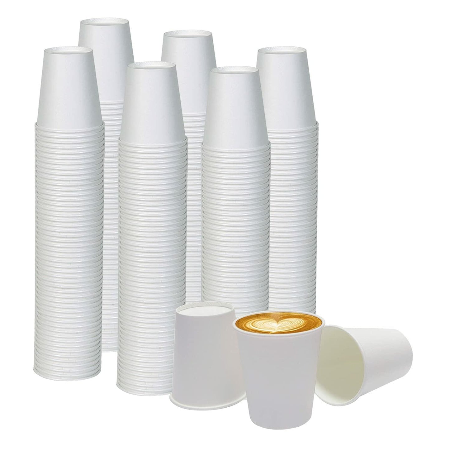 Smygoods Disposable Paper Coffee Cups White 10 OZ 100 Count Hot Beverage