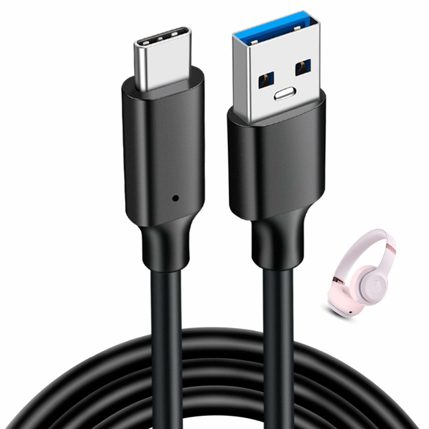 cabfirm Replacement USB C Charging Cable 6.6FT Black for Solo 4 Headphones