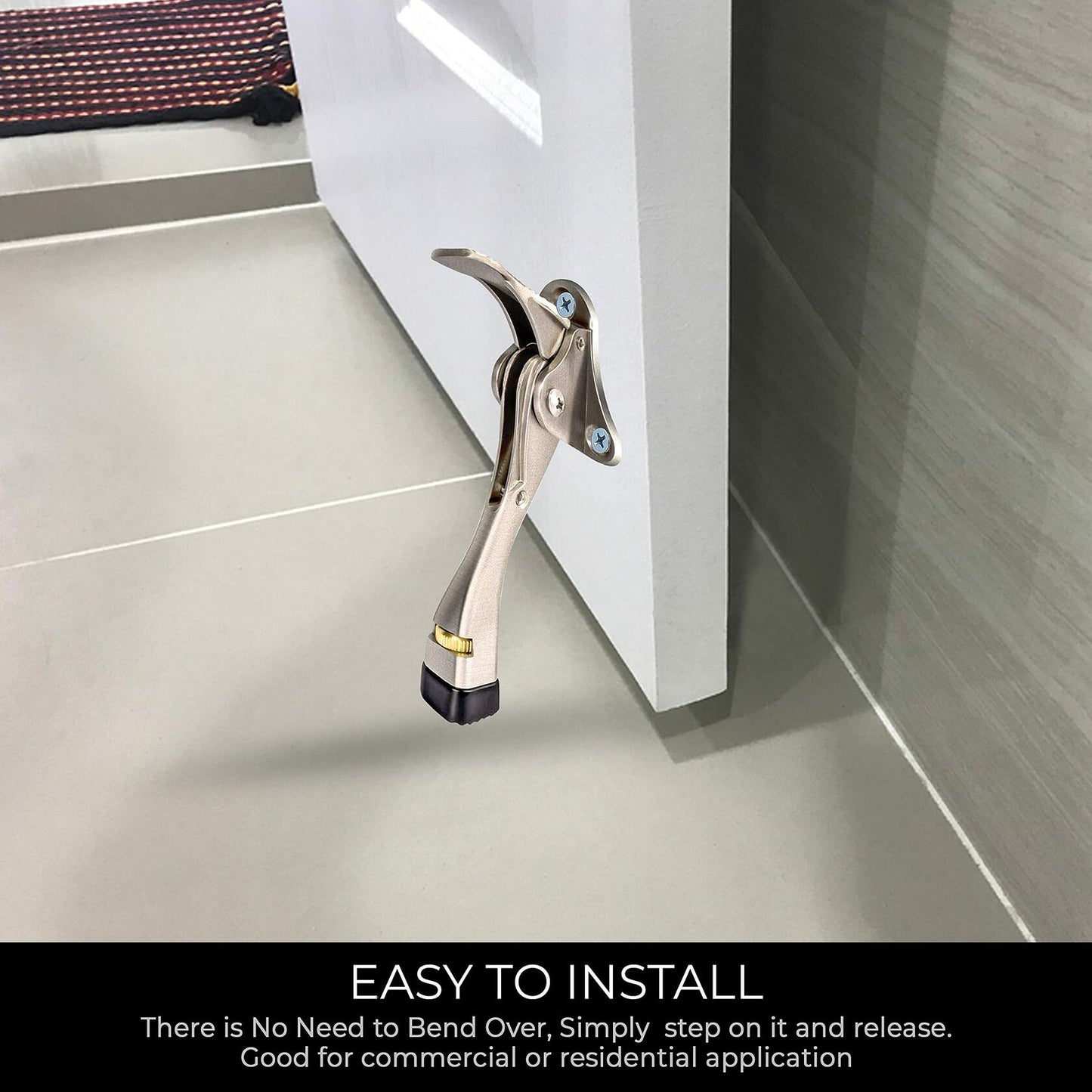 HOME&I Easy Pedal Kick Down Door Stop Chrome 4 Inch 1 Pack Height-Adjustable