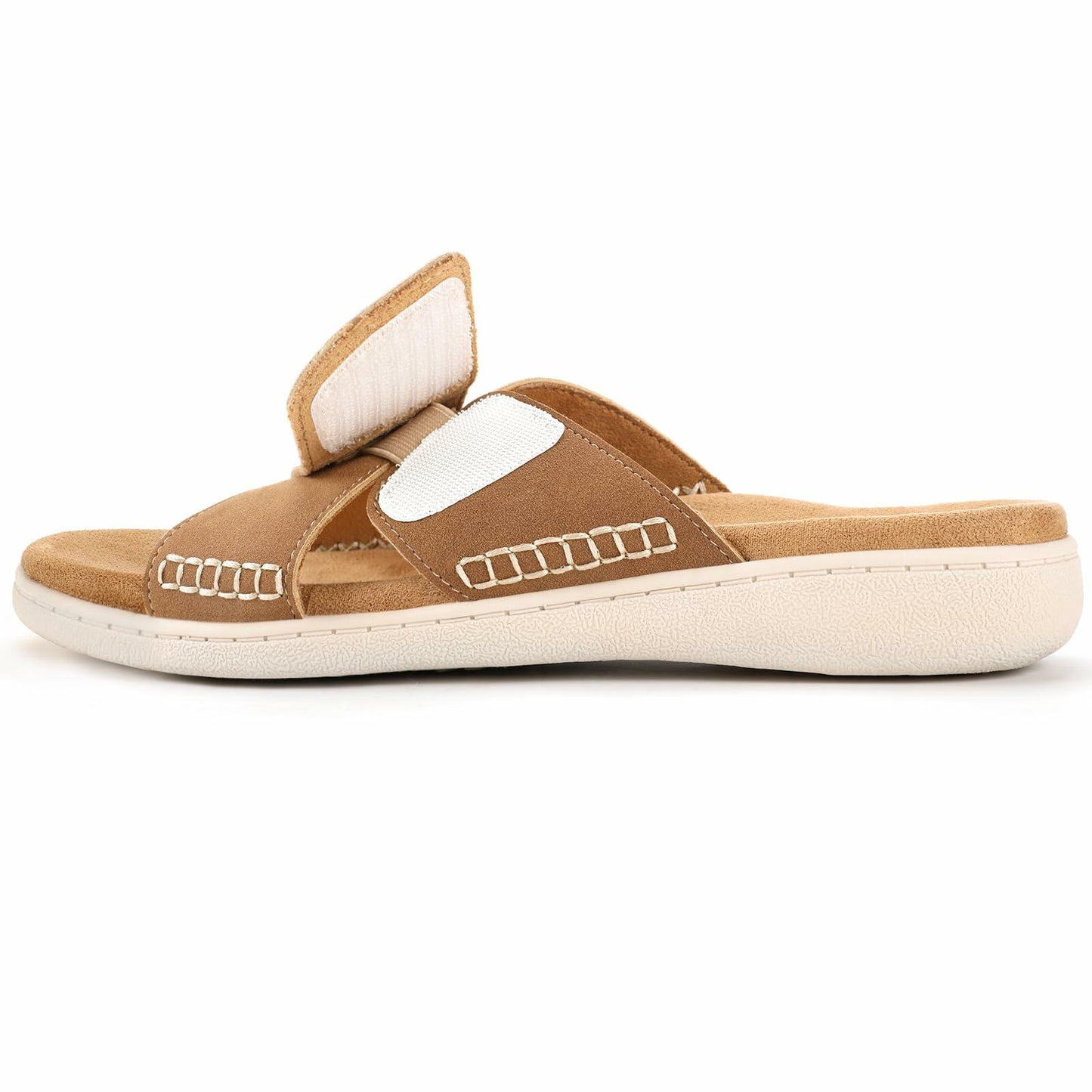 LazyStep Women’s Adjustable Cross Sandals Arch Support Tan Size 8