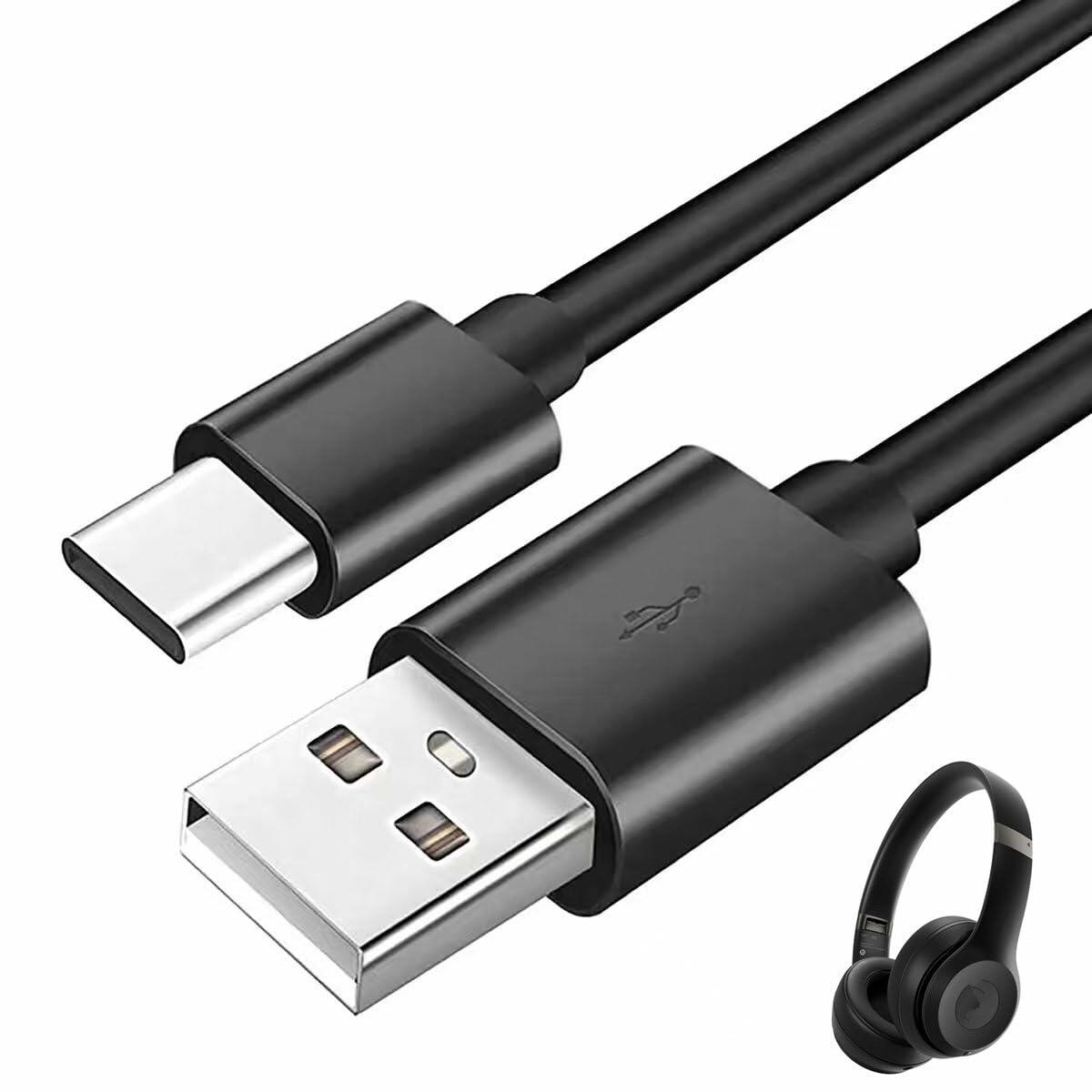 cabfirm Replacement USB C Charging Cable 6.6FT Black for Solo 4 Headphones