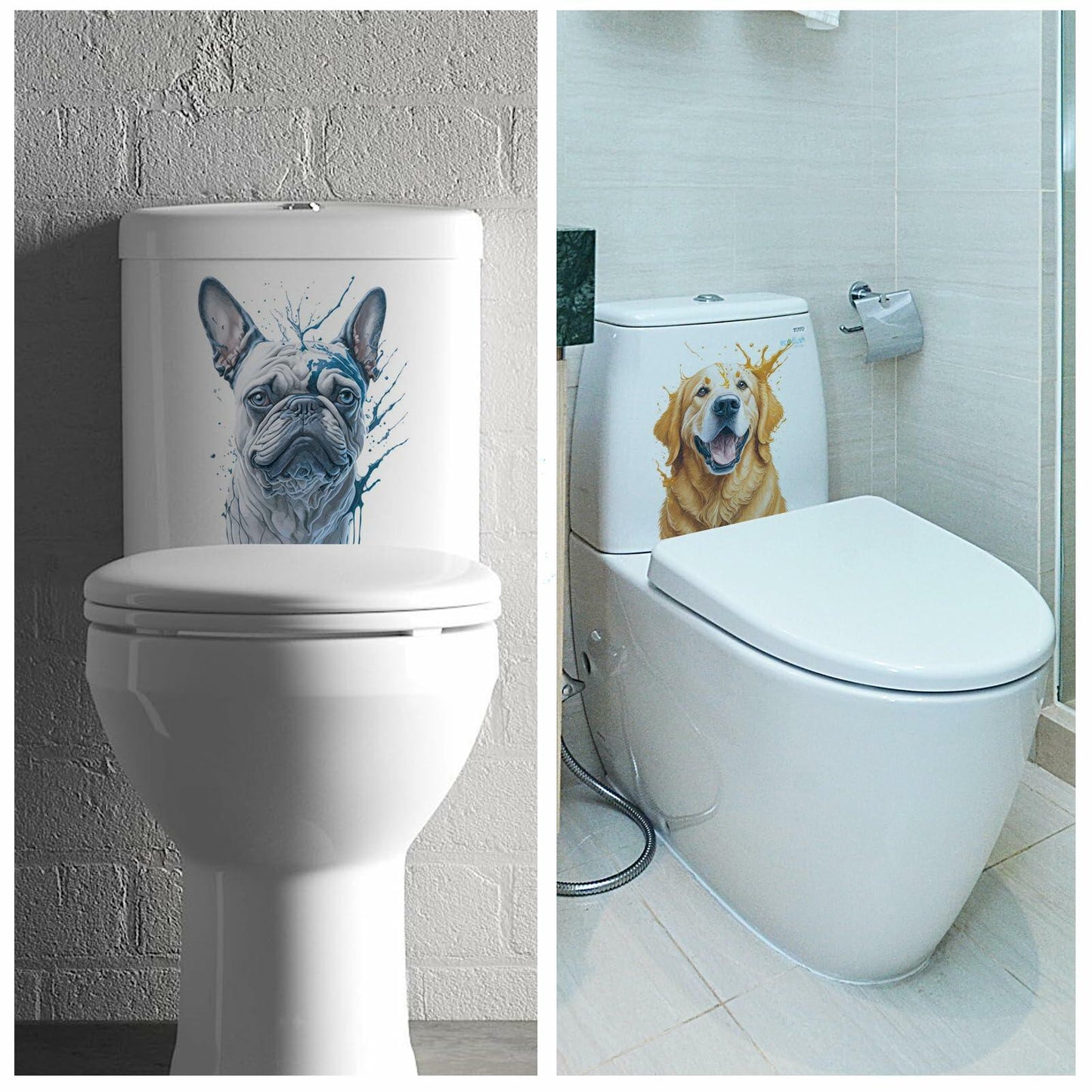 ROLY BEE 2 Sheets Funny Dog Toilet Cover Stickers 9.84x7.87 Multicolor PVC