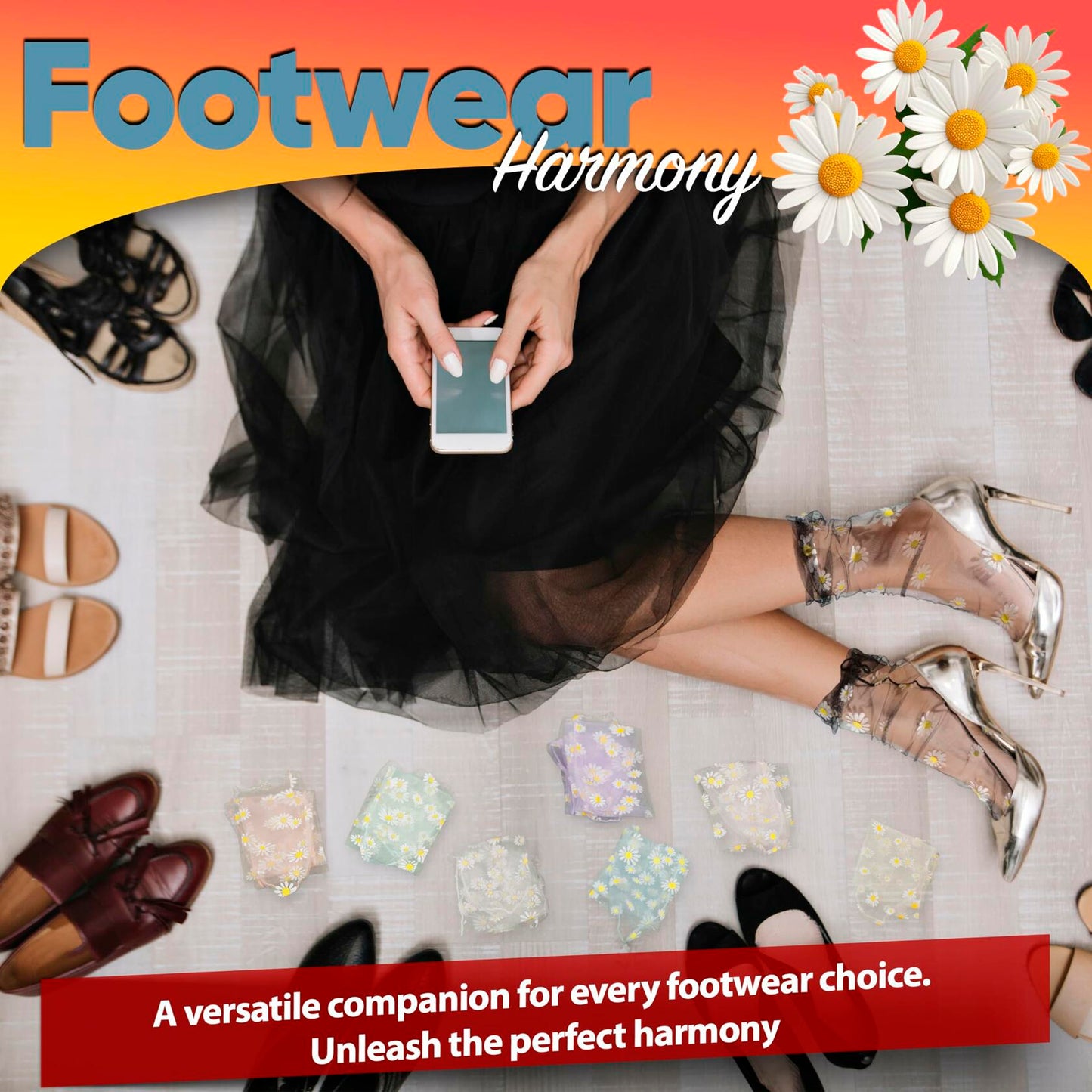 AVIAN LEGS Daisy Sheer Floral Mesh Ankle Socks Pink 1 Pair Size 5-8