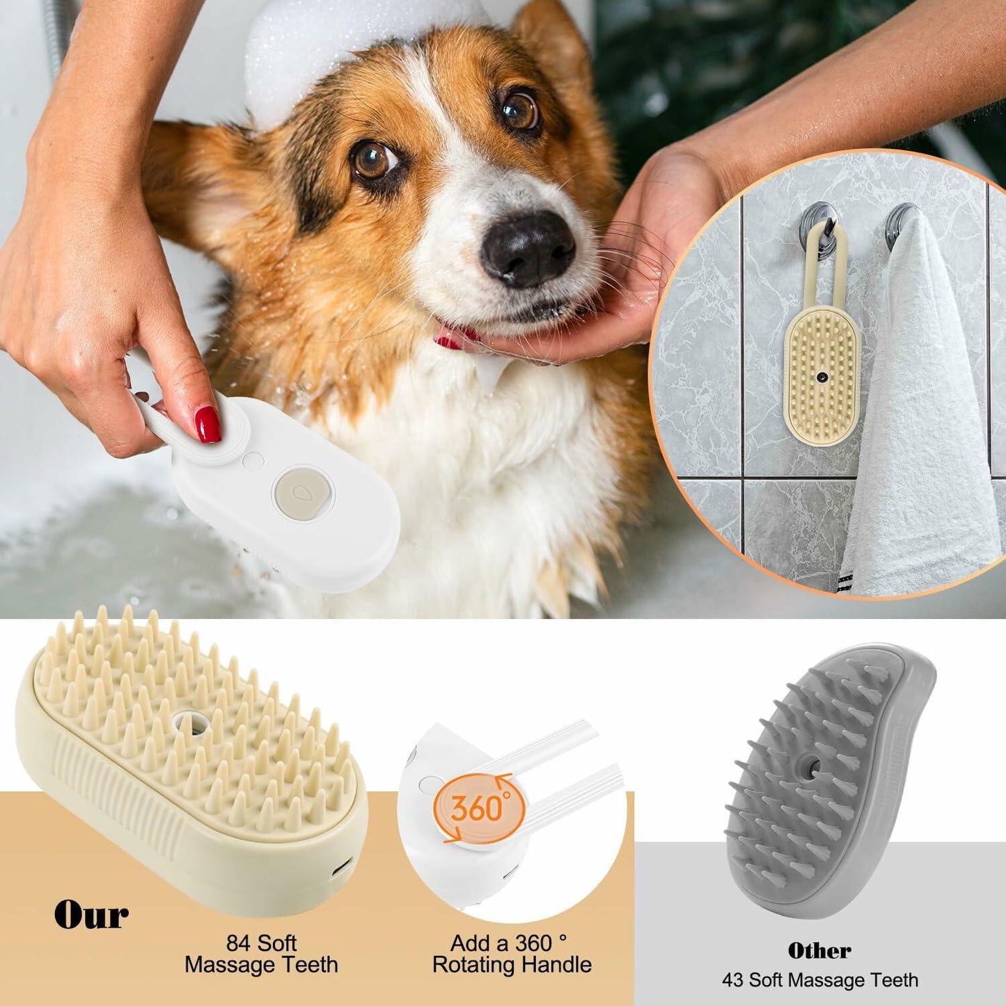 Ayaseen Cat Steam Brush 2PCS Rechargeable Flea Anti-Static Massage Comb