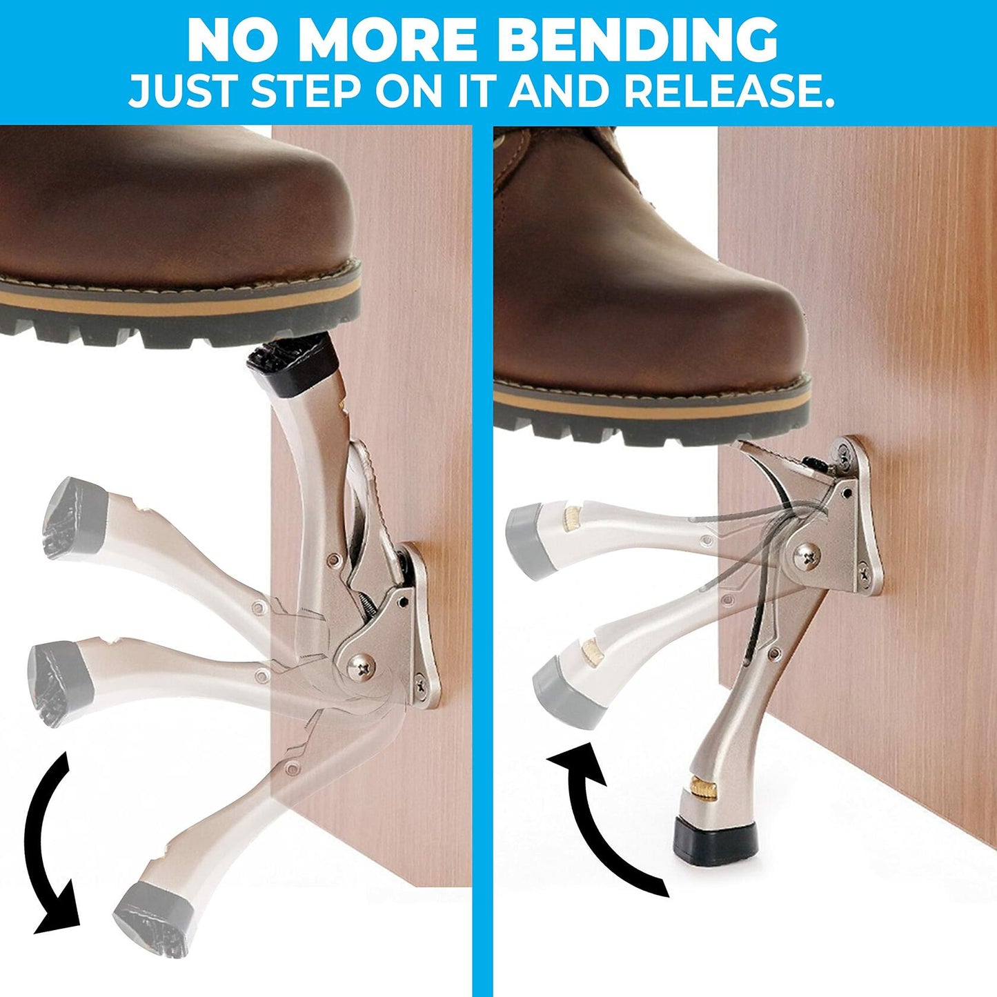 HOME&I Easy Pedal Kick Down Door Stop Chrome 4 Inch 1 Pack Height-Adjustable