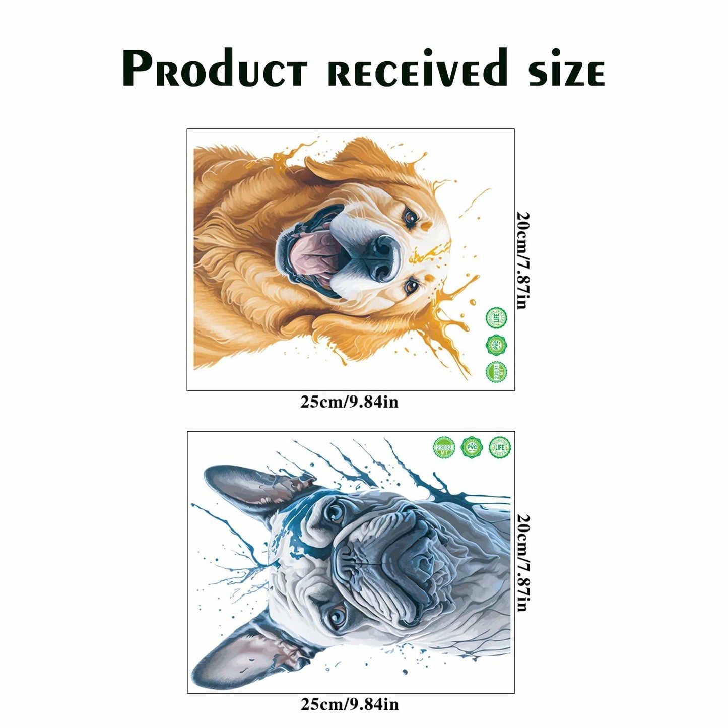 ROLY BEE 2 Sheets Funny Dog Toilet Cover Stickers 9.84x7.87 Multicolor PVC